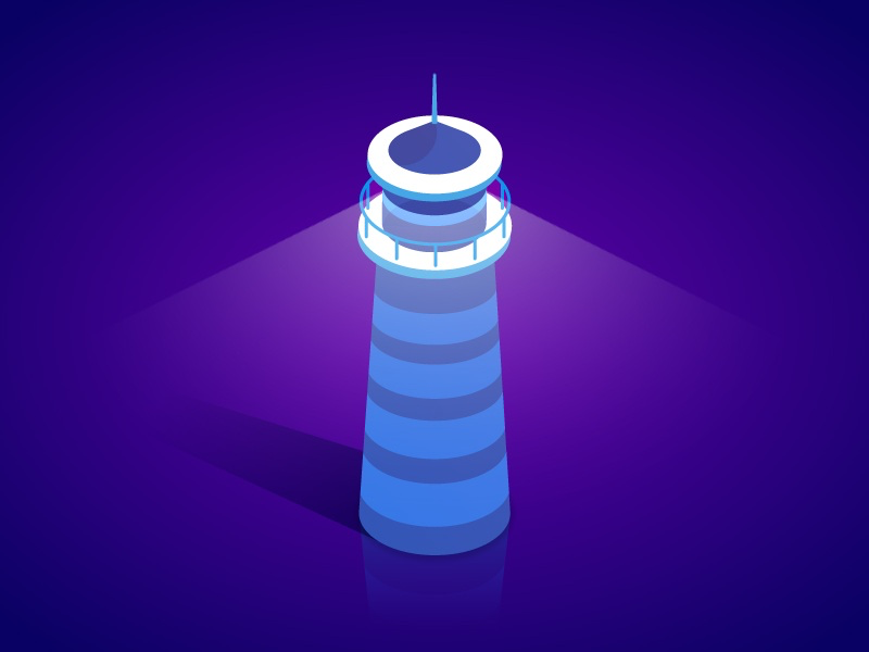 4/20 illustration design isometric 3d icon night blue lighthouse light