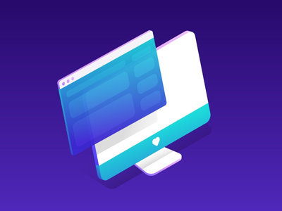 6/20 blue design icon imac isometric monitor purple screen web