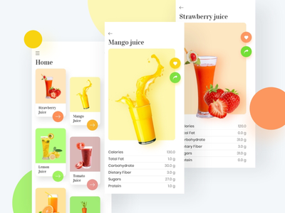 Fruit juice app UI app clean colors fruits ios iphone iphonex juice minimal screen ui ux