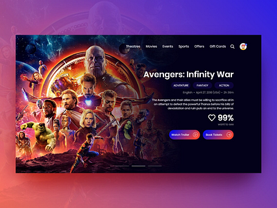 Landing Page - Movie Ticket Booking avengers cinema dark gradient header landingpage movie ticket ui ux web website