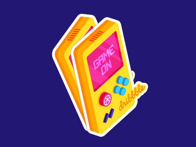 Dribbble Game On! color dribbble game gameon isometric mule old pixel player playoff sticker video