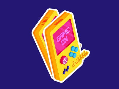 Dribbble Game On! color dribbble game gameon isometric mule old pixel player playoff sticker video
