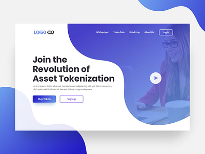 ICO Landing page UI blockchain blue crypto cryptocurrency design header ico landing page minimal ui ux website