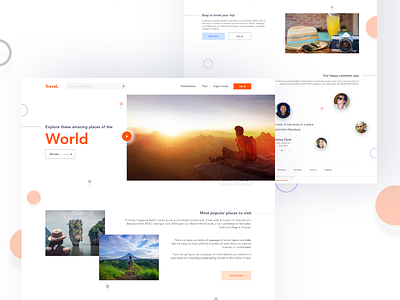 Travel landing page adobe xd color header landing page minimal travel ui ux website