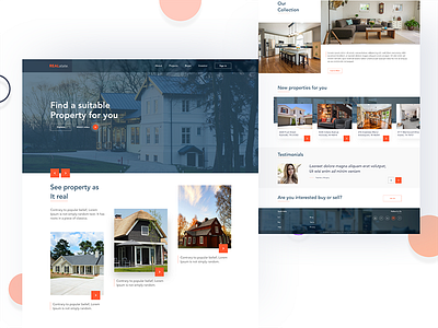 Real estate landing page design estate header house mobile property real responsive ui ux web website