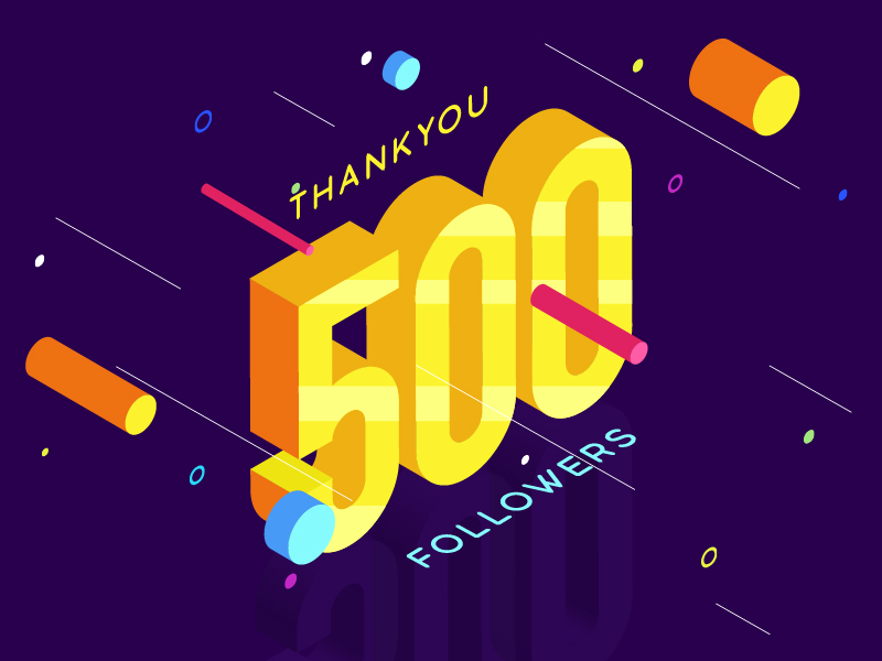 500 Followers 😃 3d 500 characters color design followers illustration isometric
