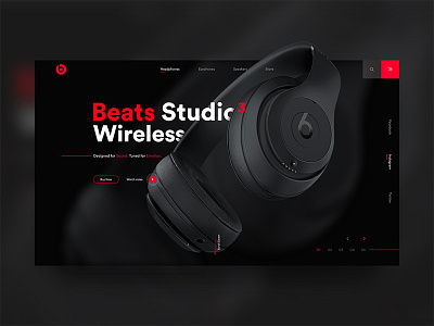 Headphone Landing Page apple beats dark header headphone landing red trend ui ux webdesign website