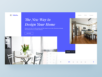 Interior Design Landingpage blue clean design header home interior minimal ui ux web website