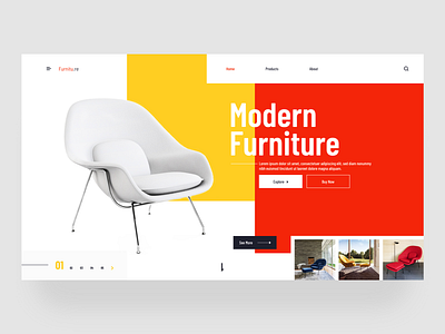 Furniture - Landingpage clean colorful furniture header landing page minimal typography ui ux web website