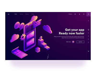 App Development - Landingpage app colorful design development illustration isometric landingpage mobile ui ux web website