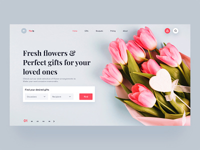 Flower & Gifts shop - Landingpage buy ecommerc flower gifts header landingpage minimal pink shop typography ui ux web website