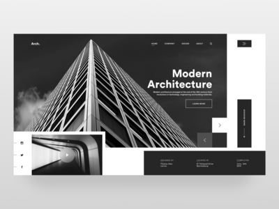 Modern Architecture - Web UI architecture black building dark header landing page minimal modern ui ux web website