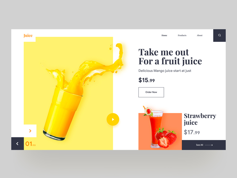 Fruit Juice - Web UI app color drink food fruit header juice landing page minimal ui ux web website webui