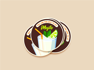 Mojito love ❤️ coaster cold colorful cup cute design drink glass illustration mojito mug sticker stickermule
