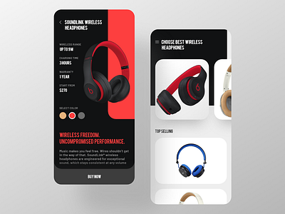 Headphones shop application appui clean design gadgets headphone ios minimal mobile app modern shop shopping speaker ui ux