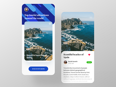 Travel blog app appui beach blog card clean finder ios mobile app modern places search tour travel travel app travel blog ui ux