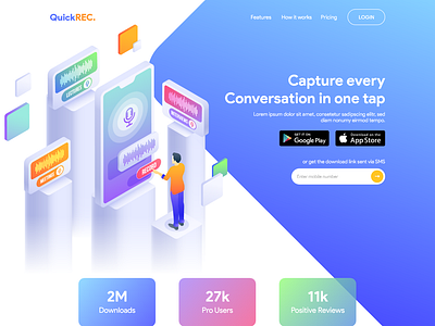 Voice Notes App Landing page