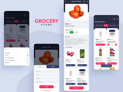 Grocery App UI Screens app application appui branding clean colors design ecommerce grocery iphone minimal online shopping store ui ux vegetables