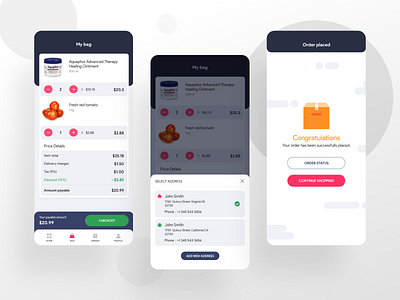 Order Placed app application appui branding clean colors design ecommerce grocery iphone minimal online shopping store ui ux vegetable