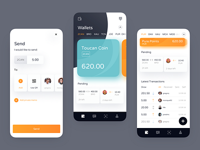 ToucanWallet App by Michał Jarosz for App'n'roll on Dribbble