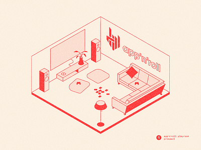 App'n'roll design day illustration interior isometric linear lines paper perspective room software texture ui vector