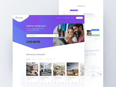 Rentloop Landing Page for Tenants app application business clean illustration interface landing landing design page product real estate ui ux website