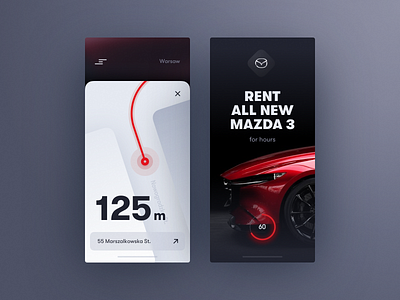 Mazda Rent Concept app business car clean experience illustration interface map mobile typography ui ux