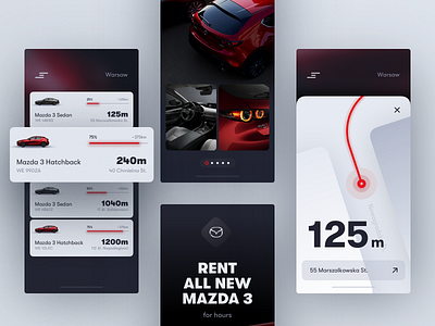 Mazda Rent Concept app business car clean experience illustration interface map mobile typography ui ux