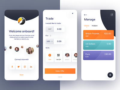 ToucanPay App android app blockchan business currency design finance mobile onboarding ui ux wallet