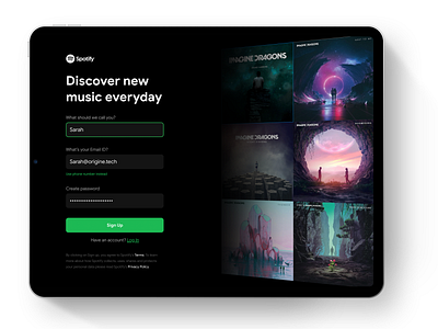 Signup for Spotify app apple dailyui design ios minimal redesign typography ui ux