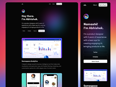 Portfolio 2021 app clean dark mode dark theme design figma minimal portfolio redesign typography ui ux