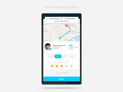 Rating Screen - Taxi app bill comment design driver ios rating taxi taxiapp ui