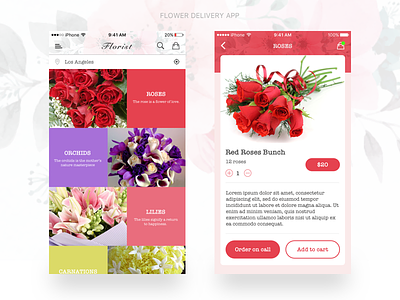 Flower delivery app appdesign bag cart category delivery deliveryapp flower ios roses shopping ui uidesign