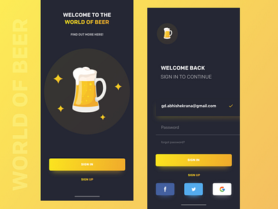 World Of Beer - Welcome & Sign in app app design interface ios landing onboarding signin splash ui user interface ux welcome