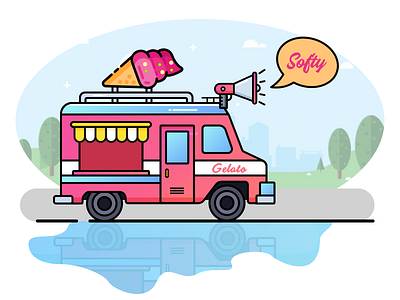 Gelato Truck gelato icecream icon icongraphy illustration