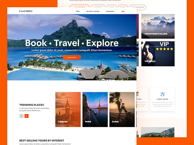EasyTrips - Travel Booking Landing page booking.com design grid view listing travel travel agency typography ui user interface ux web web design website