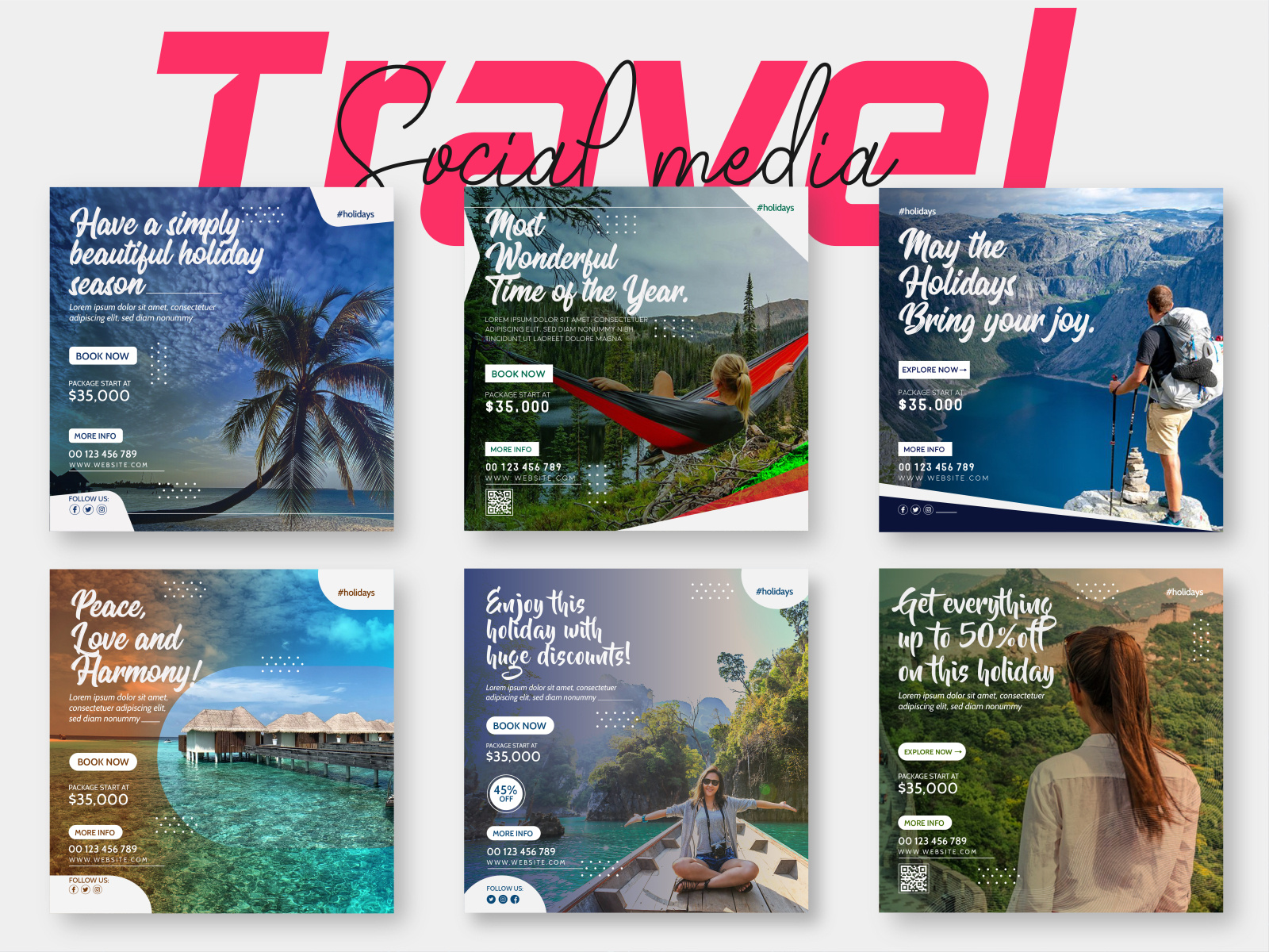 Travel Social media post design, Holiday Facebook Instagram Post by