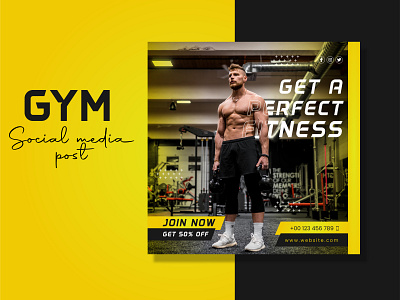 Gym Social media post, fitness facebook Instagram post Design