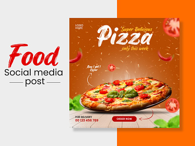 Delicious food social media post template