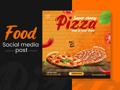 Food Social media post, pizza facebook instagram post design design food food banner graphic design pizza pizza banner post social media social media post template