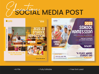 Education social media post design admission post design education education banner graphic design kids learn post school admission school banner school post social media social media post template