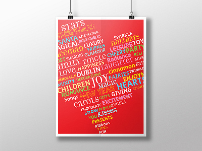 Poster Typographic Illustration christmas colours flyer heart illustration poster red typography words
