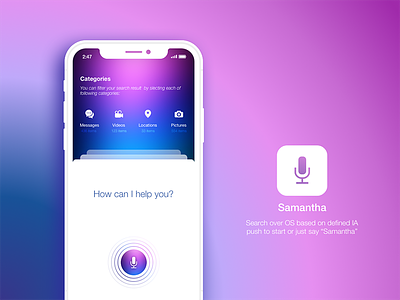 Intelligent Personal Assistant assistant card gradient personal assistant recording search siri voice