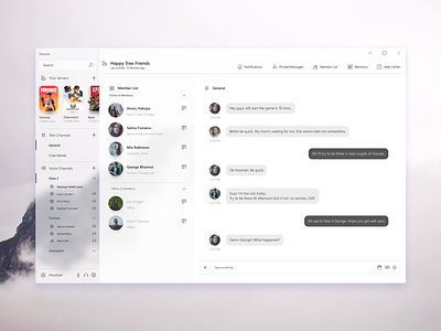 Discord App concept for Windows - Fluent Design app chat communication concept discord fluent fluent design message messenger social voice windows windows 10