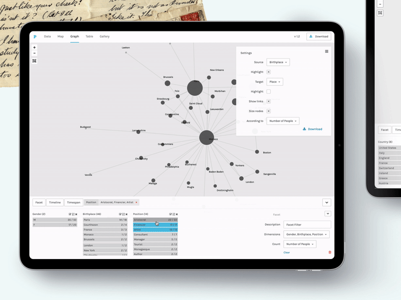 Palladio data visualization dataviz design digital humanities minimal ui ux