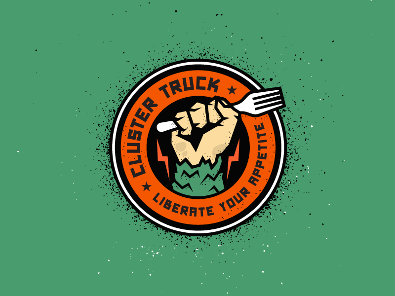 Revolution seal fist grunge propaganda badge power guerrilla revolution hand monster food