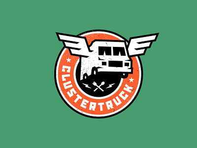 Clustertruck Logo badge clustertruck flying food logo propaganda revolution seal truck wings