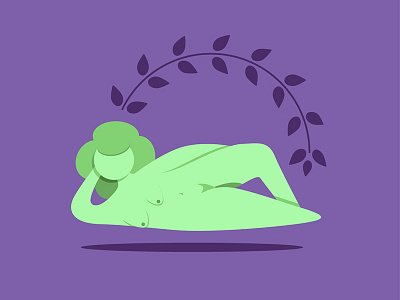 Mentha figure flat lounge nature relax vector women