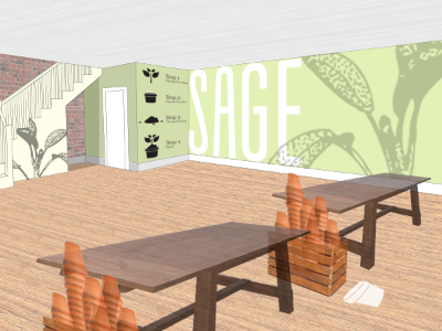 Environmental Graphic Design for Sage capstone design environmental graphic design herbs rendering