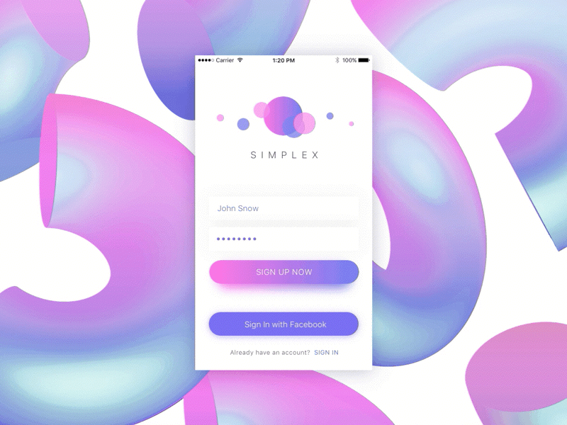 Daily UI #001 — Sign Up animation app color daily ui interaction mobile sign up ui welcome